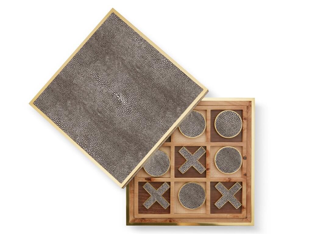 Aerin Chocolate Shagreen Tic Tac Toe