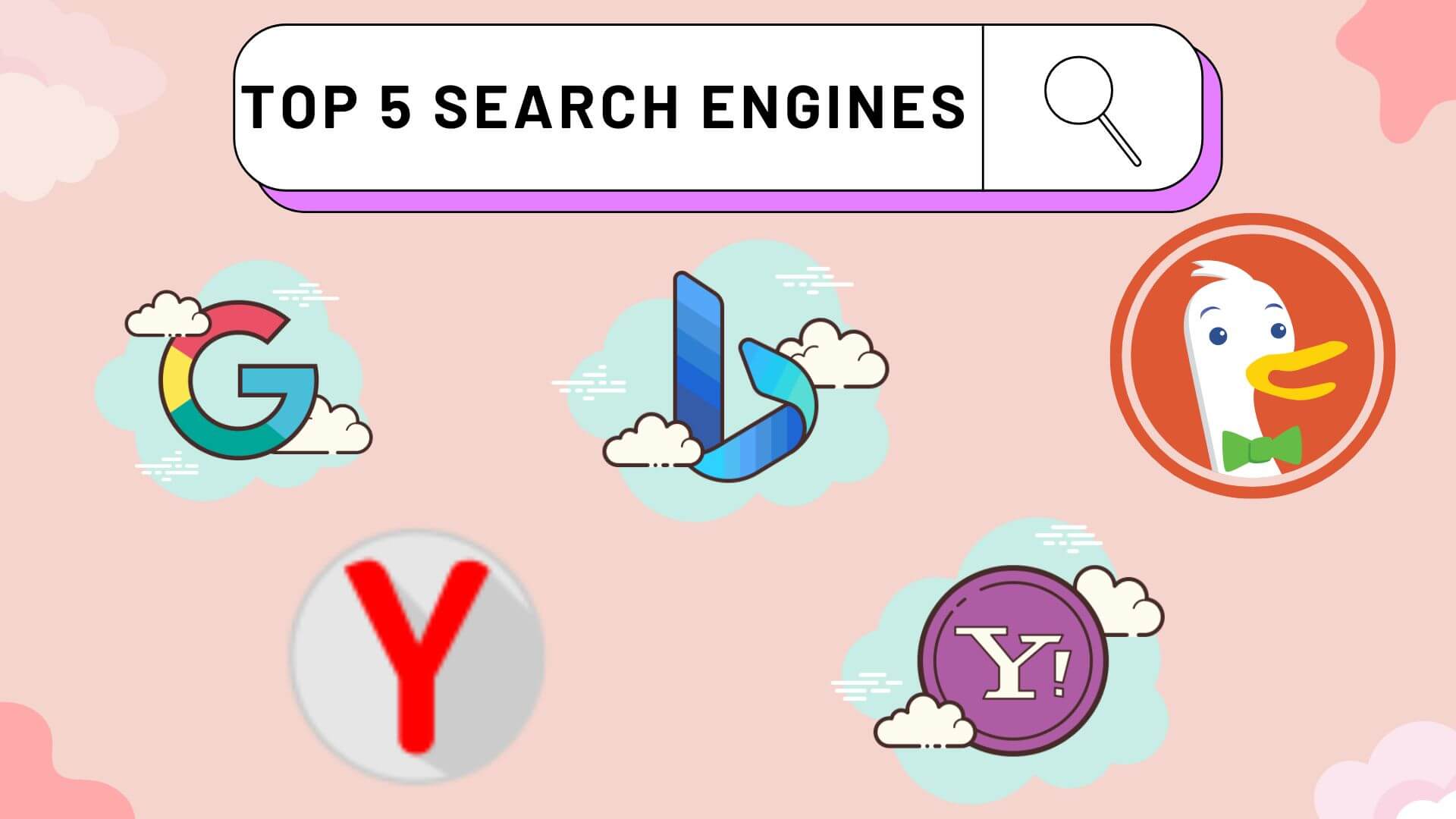 Creative Showing top 5 Search Engines Includes