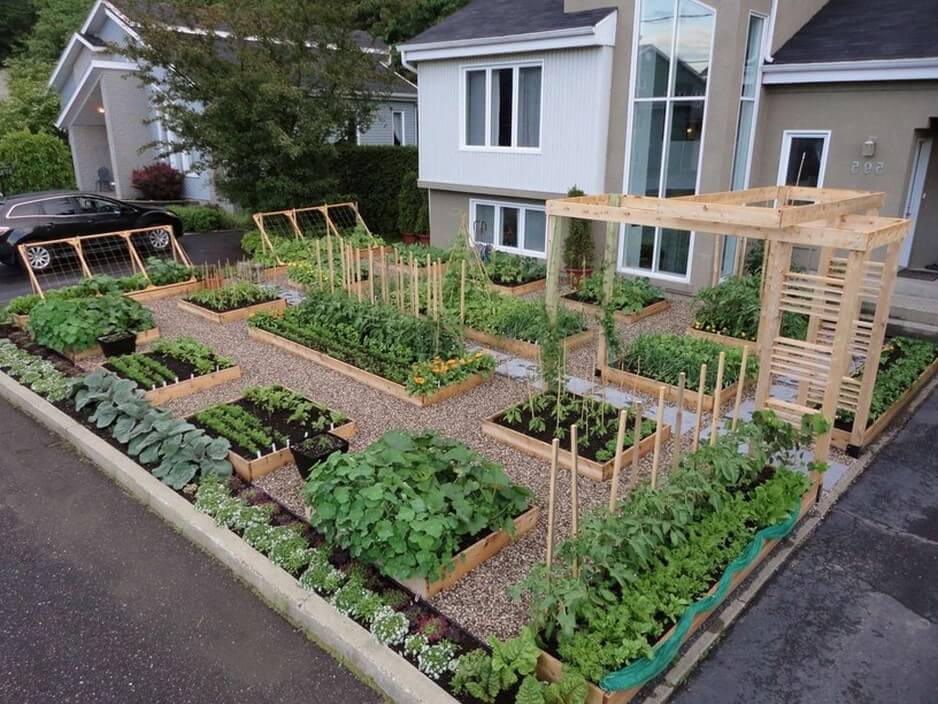 Front Yard Landscaping Ideas Multiple wooden Front Yard plant bed Landscaping ideas with small wall