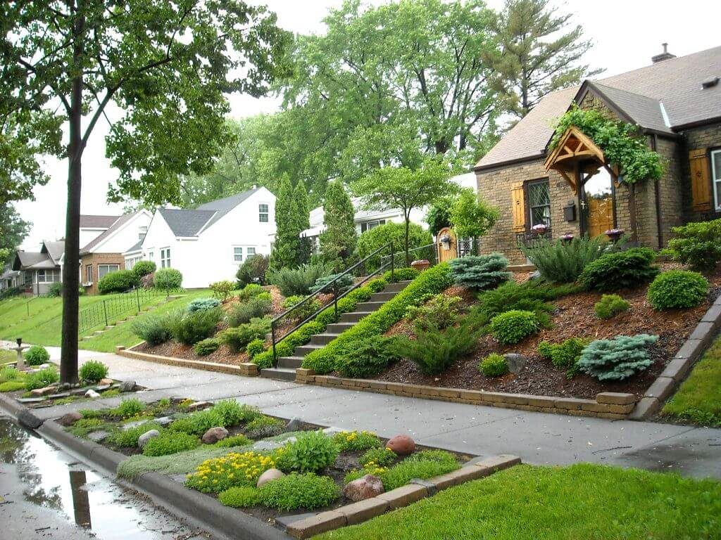 Street footpath Front Yard Landscaping with Stairs