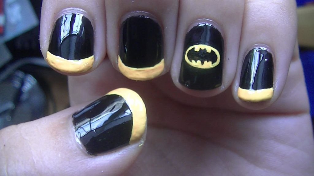 2. Black and Yellow Batman Nail Art - wide 8