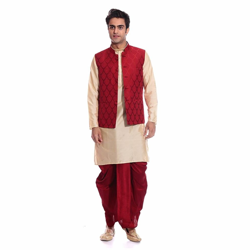 Beige Dhoti Kurta With Jacket