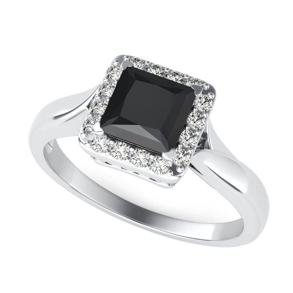 Black Diamond Halo Ring