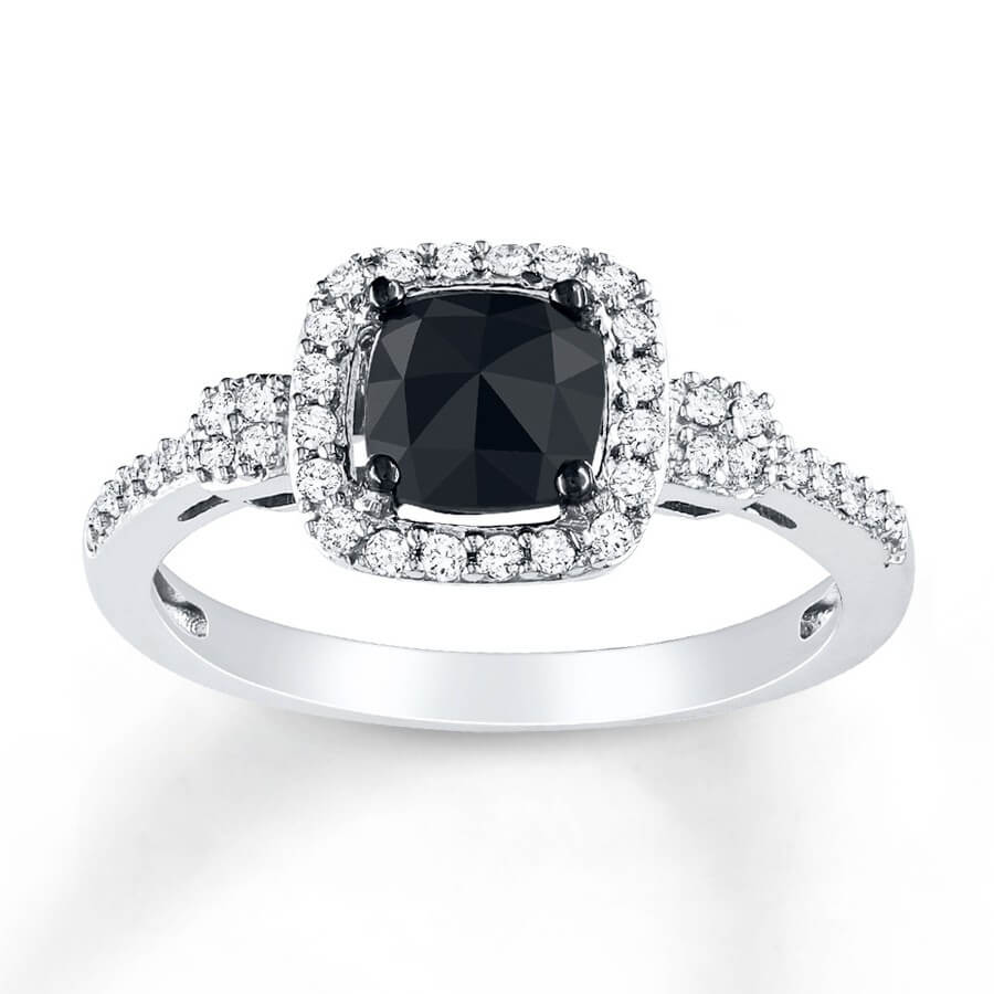 Black Diamond Ring With Matching Band