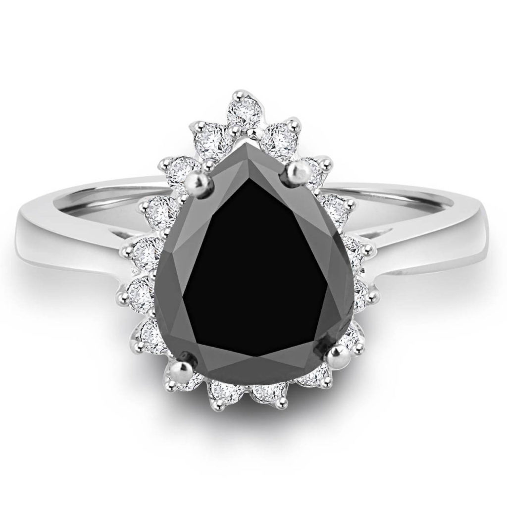 Black Pear Cut Diamond Ring