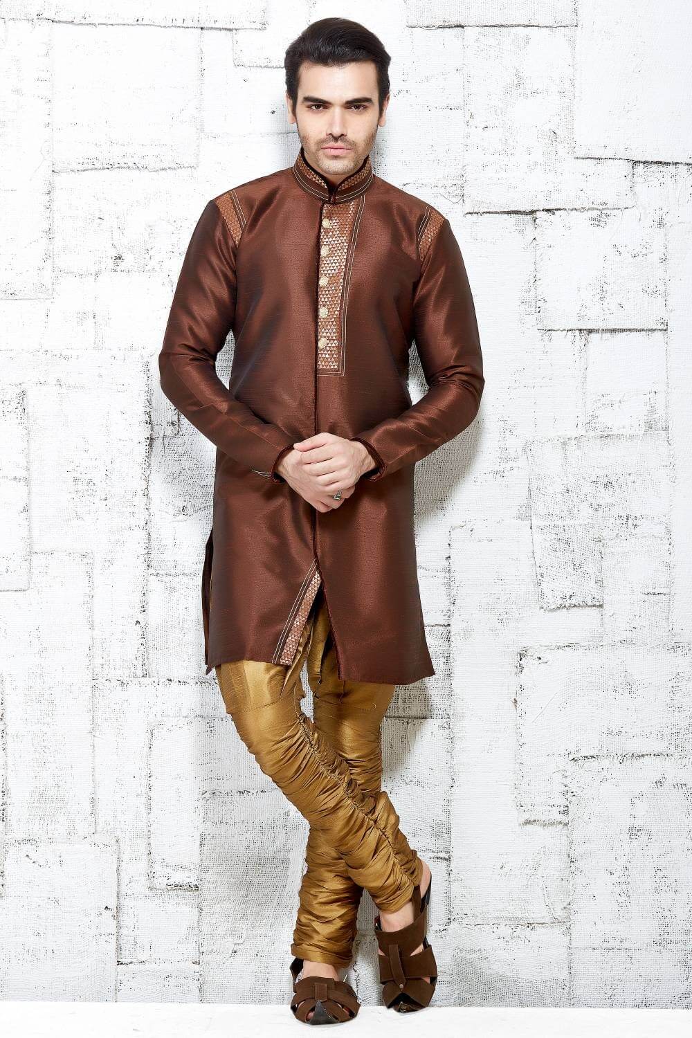 Brown Polyester Sherwani