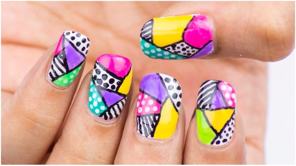 Color Blocking Nail Art Pattern