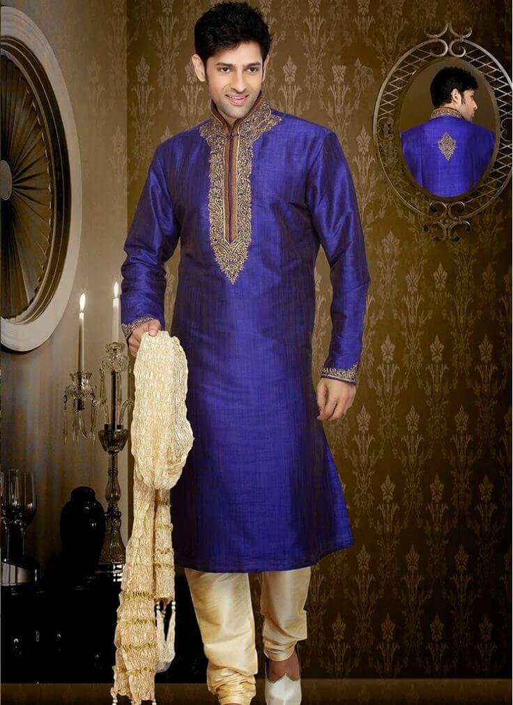 Princely Blue Embroidered Kurta