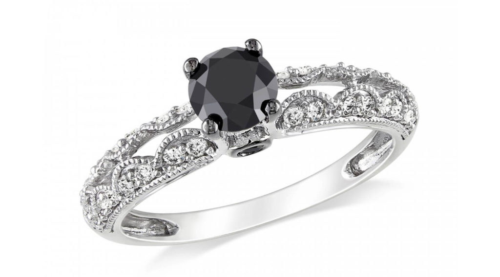 Round Fancy Black Diamond Ring