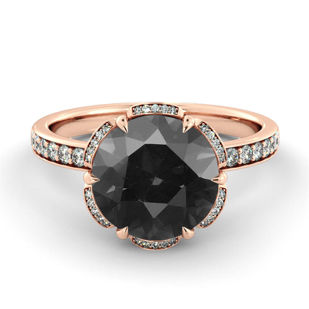 Solid Rose Gold Black Diamond Ring