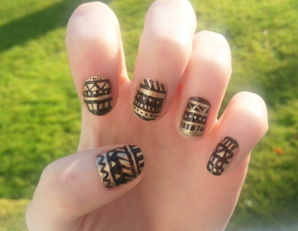 Striped Aztec Nail Art