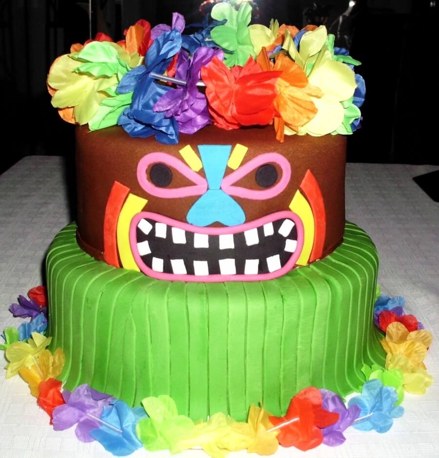 Tiki and Luau Themed Cake