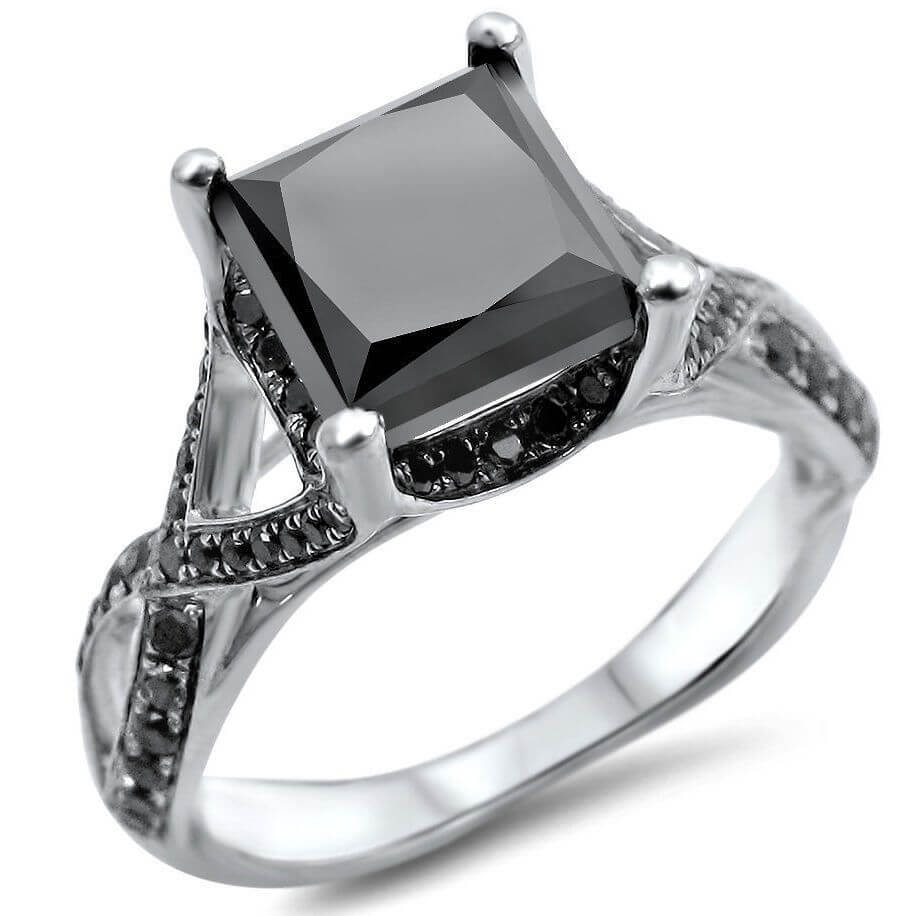 White Gold Black Diamond Wedding Band