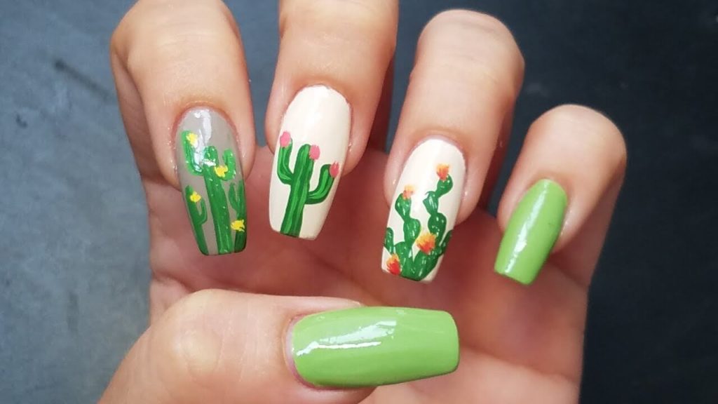 Desert Cacti nail designs 2018