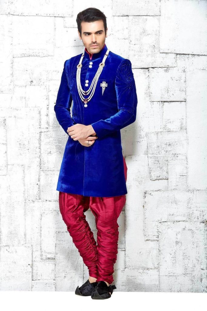 Ethnic Jacket with Royal Blue Kurta Indo Western Dresses