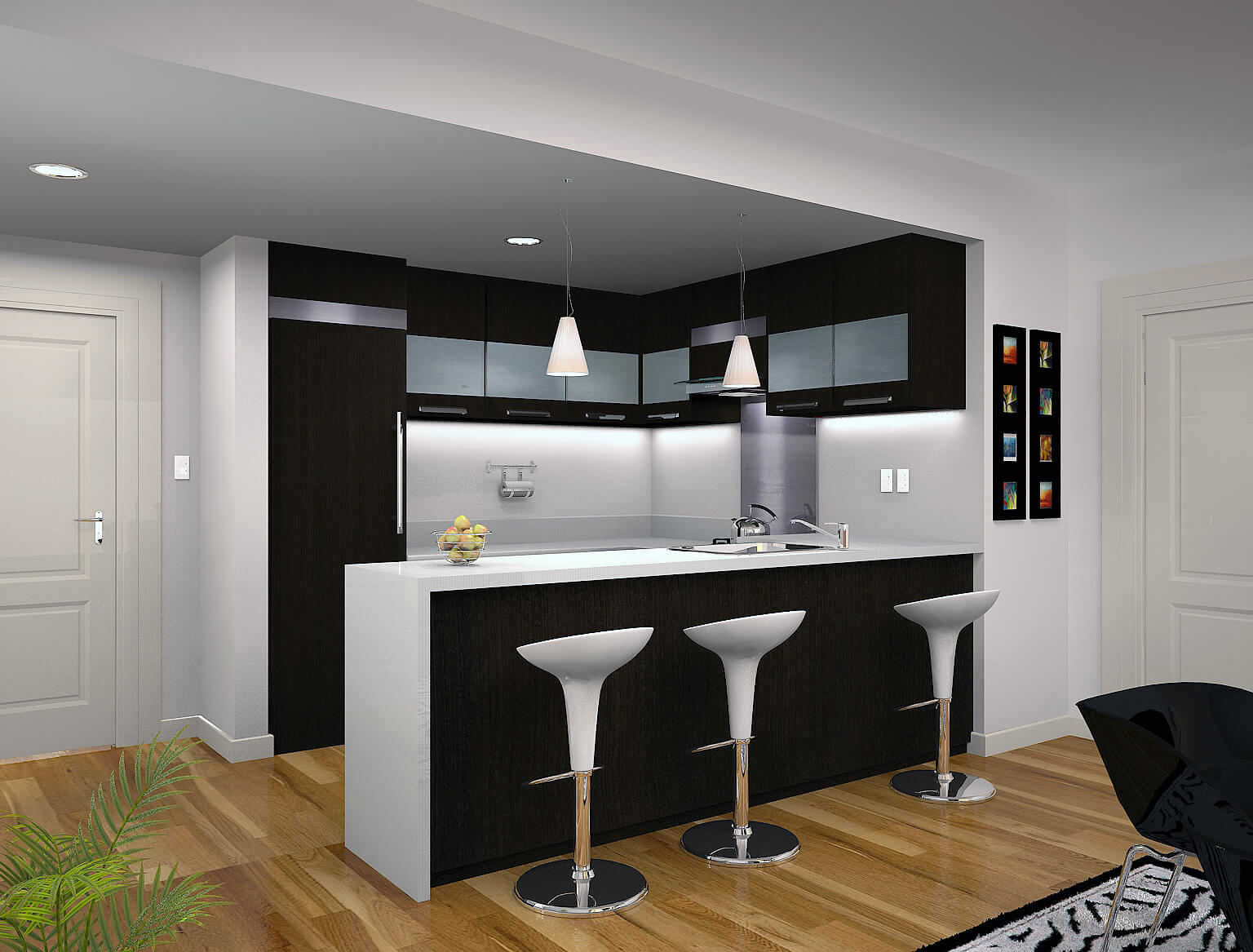 condo interior design kitchen