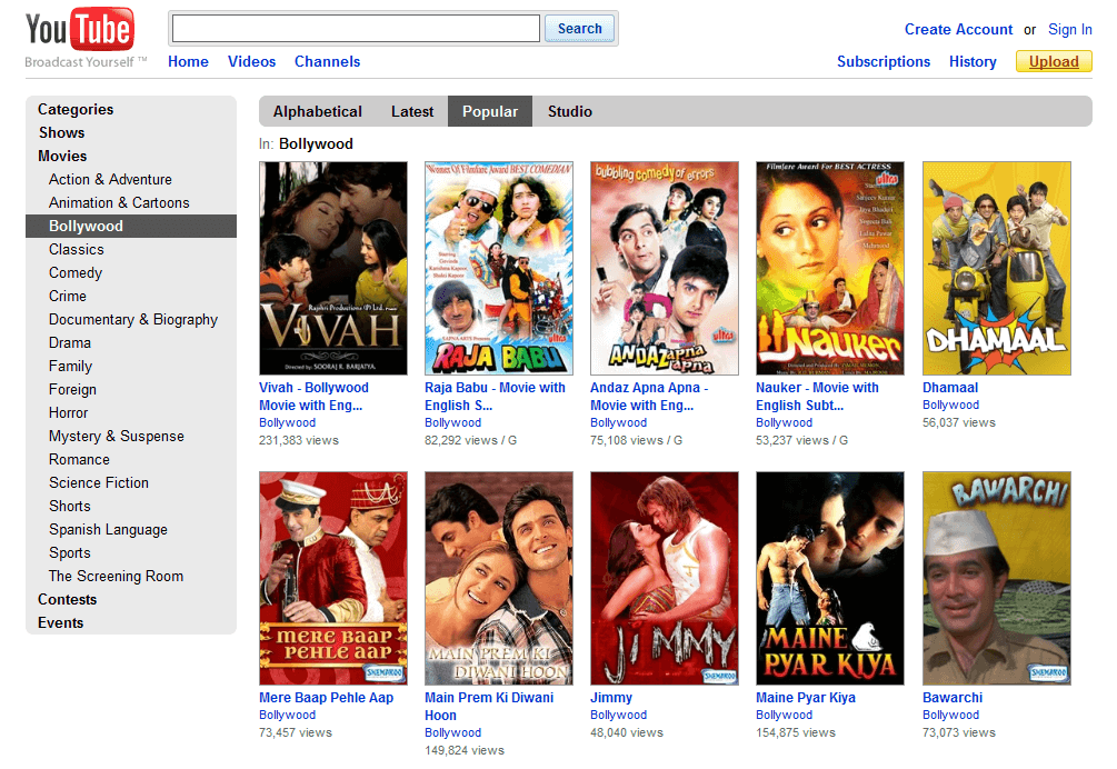YouTube-Hindi Movie Download Site
