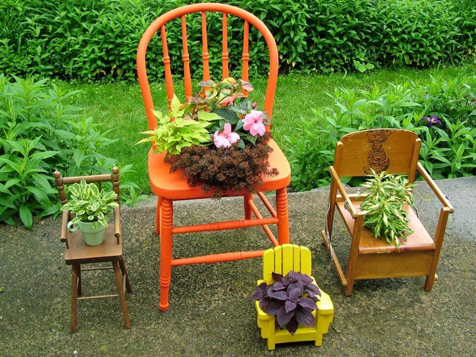 Chair diy flower pot