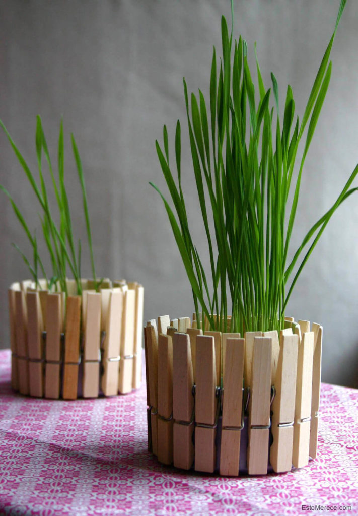 Clothespin Fence diy flower pot