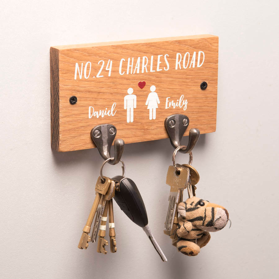 Couple wooden diy Key Holder