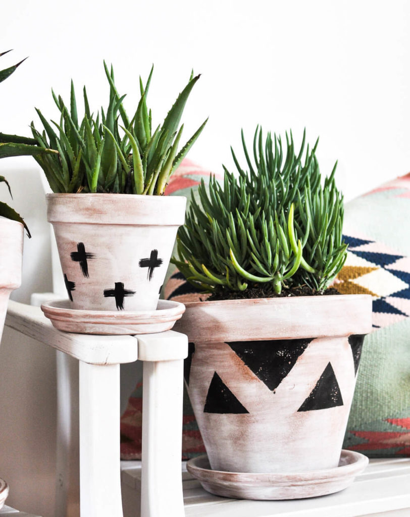 DIY Flower Pots with Whitewashed