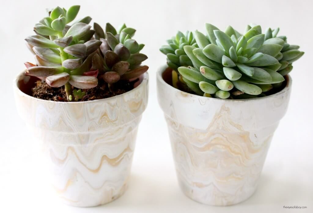 Marbled Look Terra Cotta Makeover diy flower pot