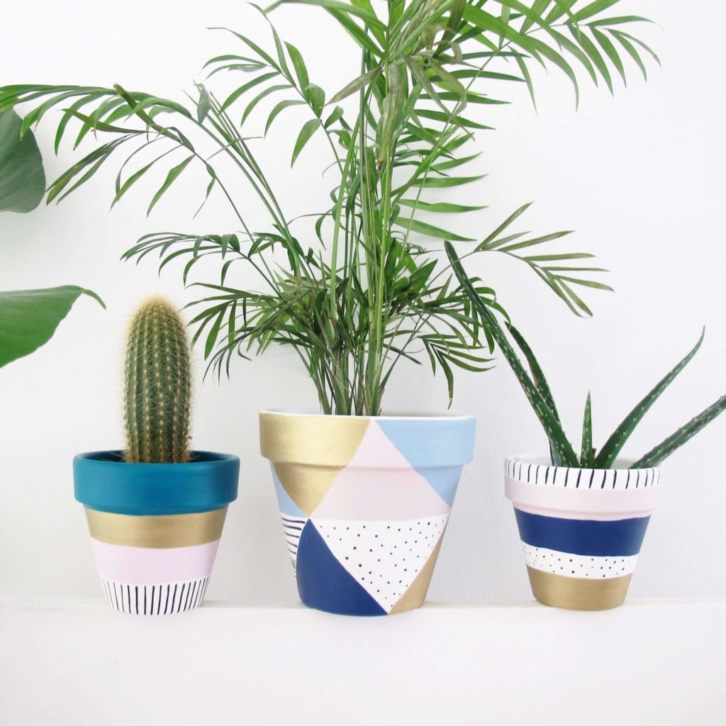 Mod Triangle and Dot diy flower pot