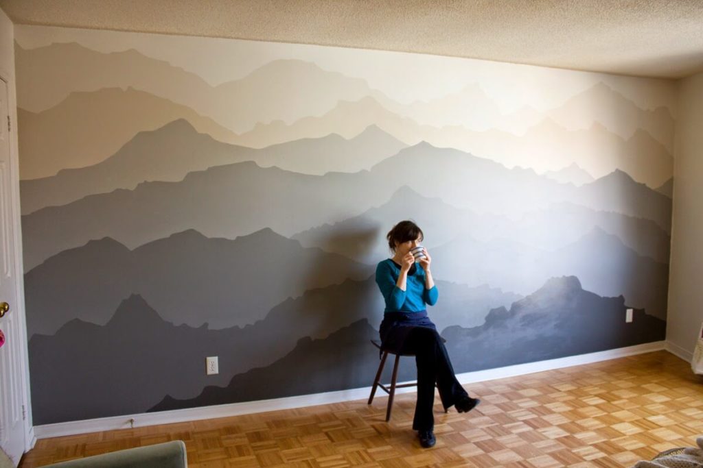 Mountain Mural Bedroom Makeover wall paint