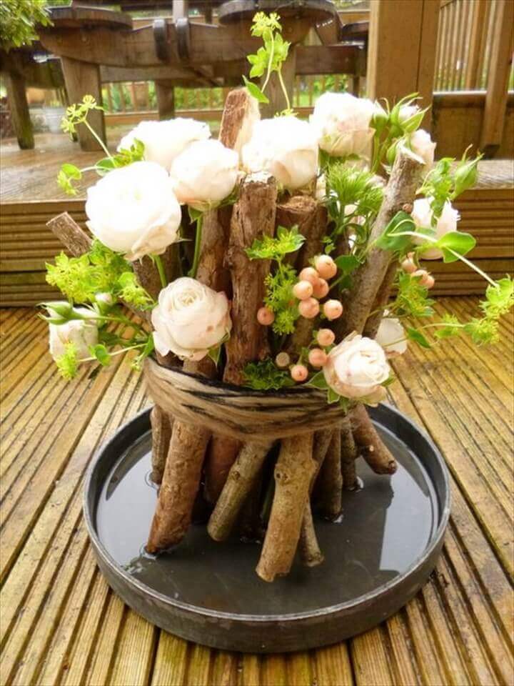 Natural Stick diy flower pot