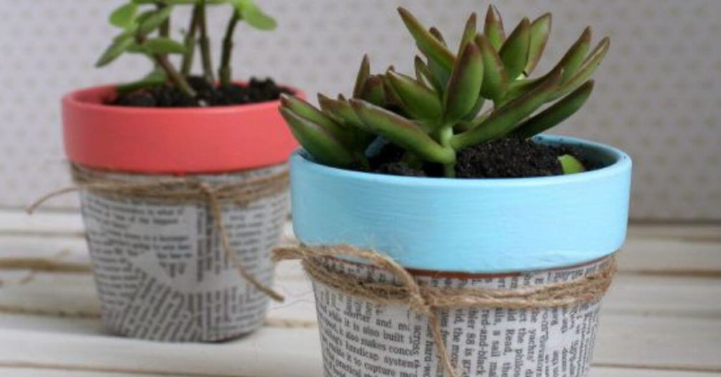 Newsprint Succulent diy flower pot