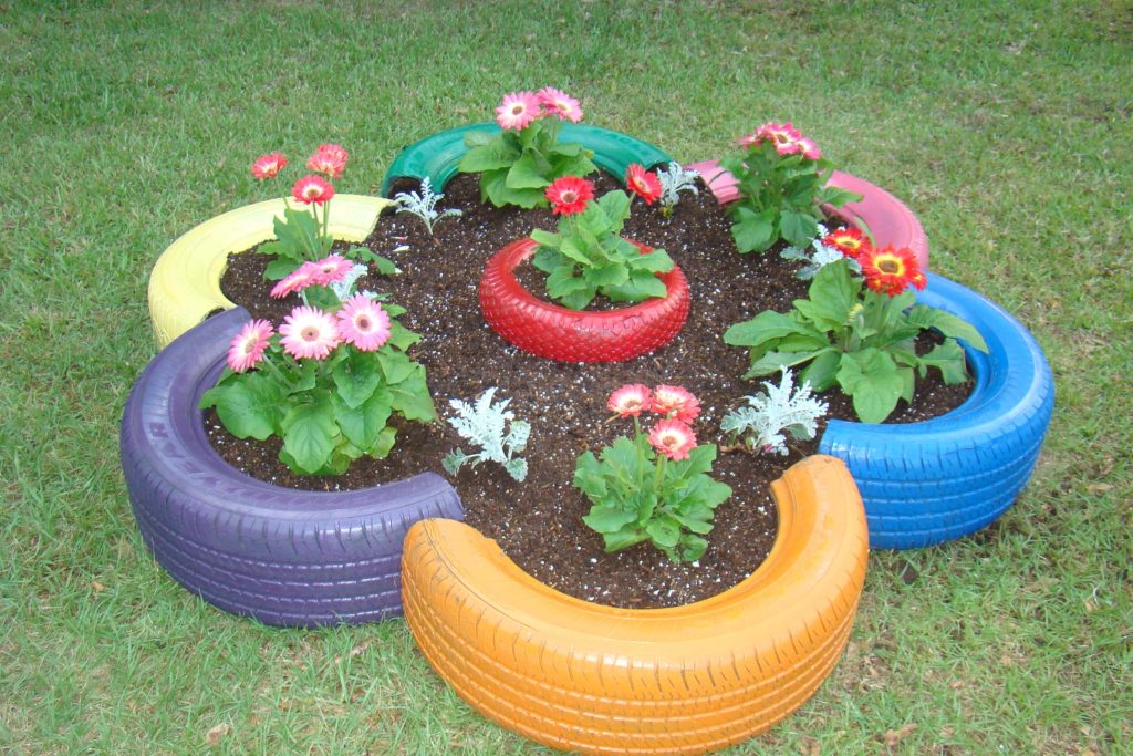 Tire diy flower pot