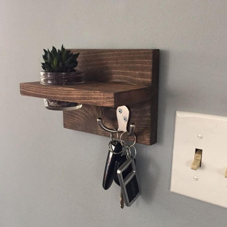 Wooden diy Key Holder with envelope placeholder