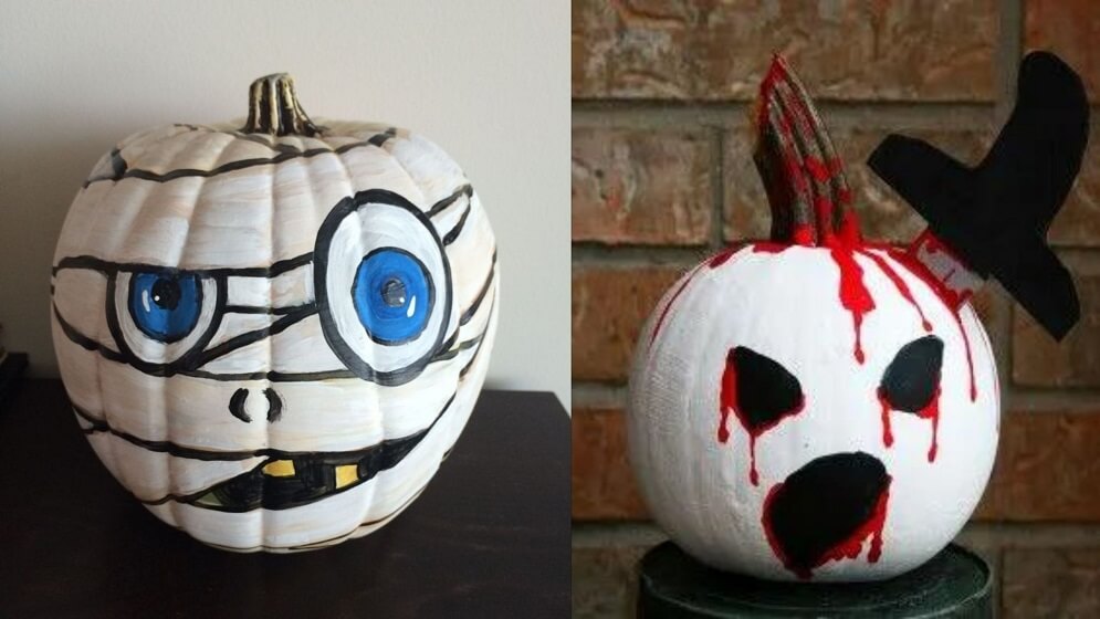 Vampire Painted Pumpkin with bandage wrap