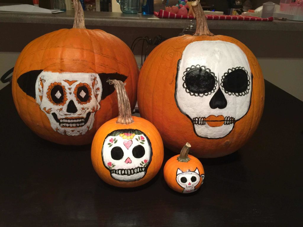 Scary Skeletons Face Pumpkin Painting design