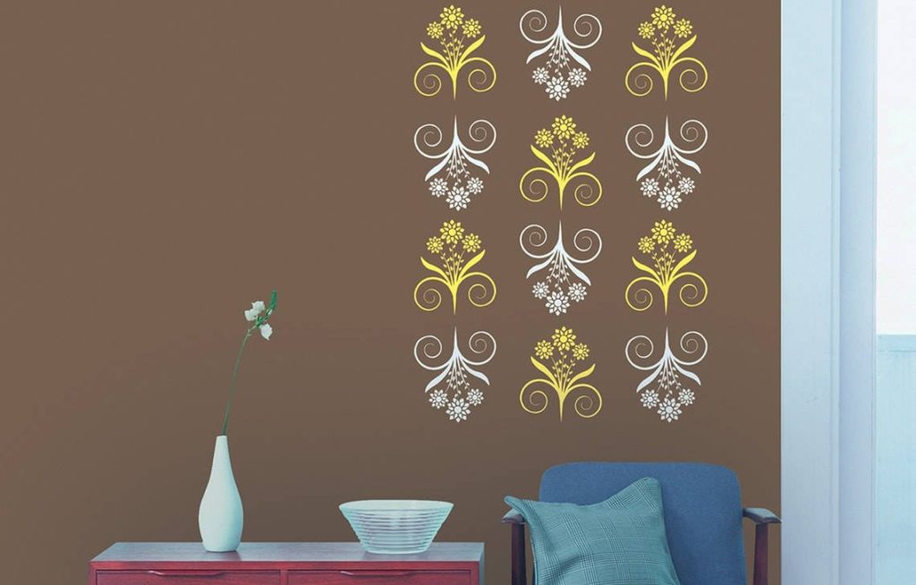 stencil accent wall living room ideas
