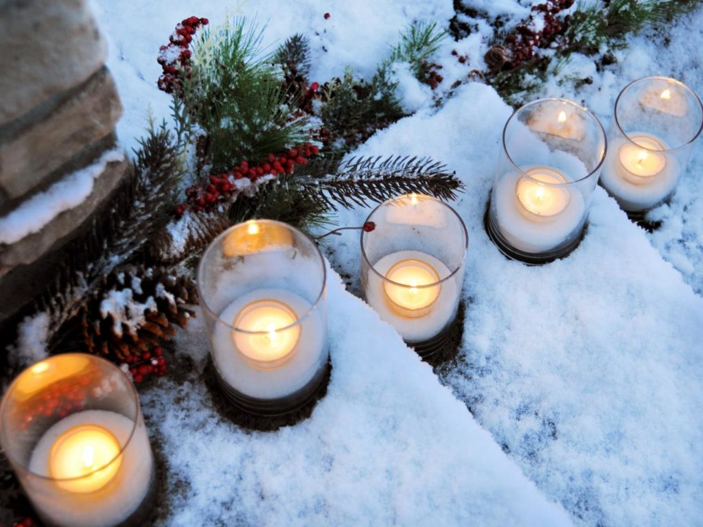 Outdoor Stairs Decoration using Glass and Candle inside