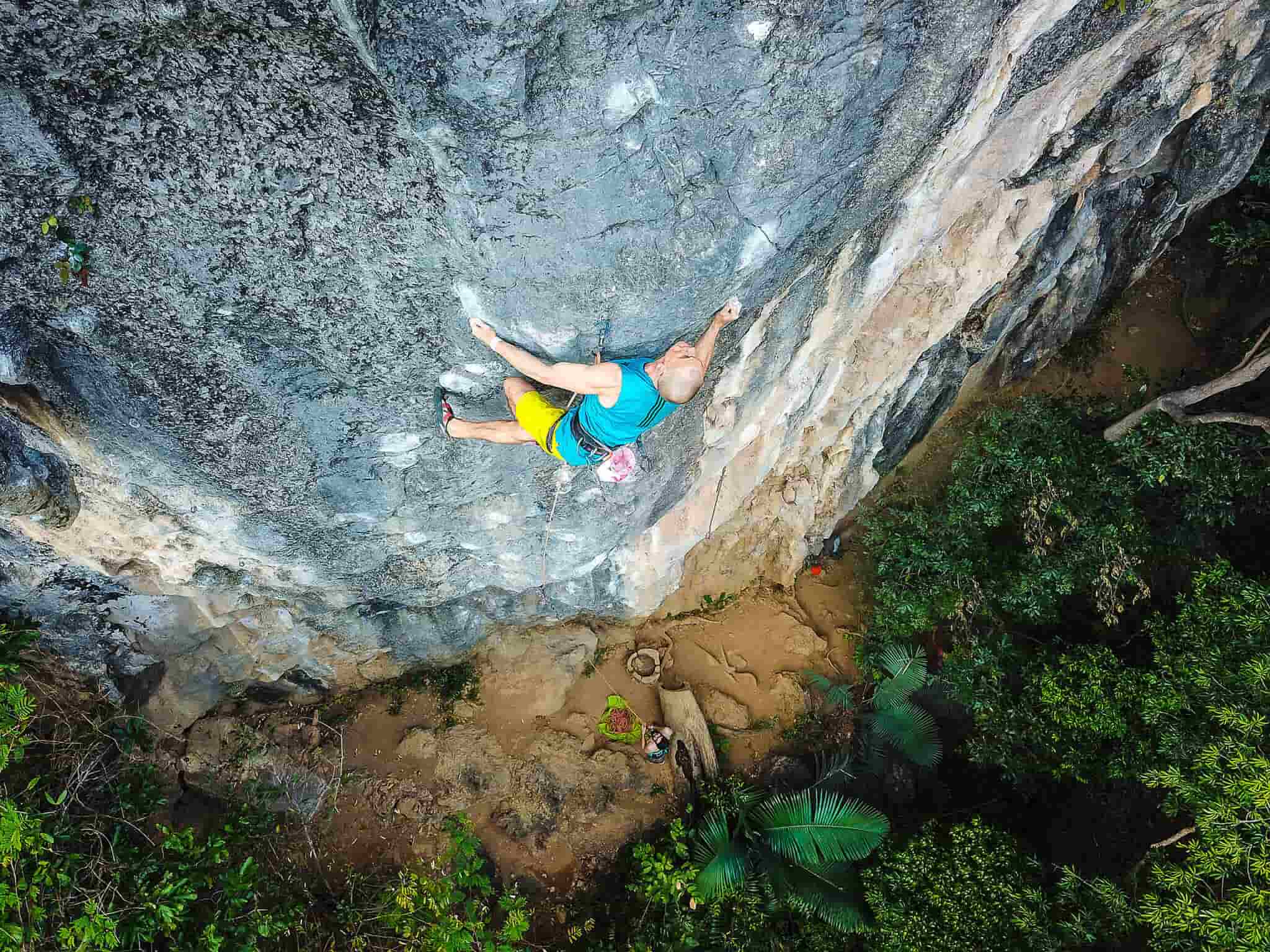 Climbing up limestone karsts