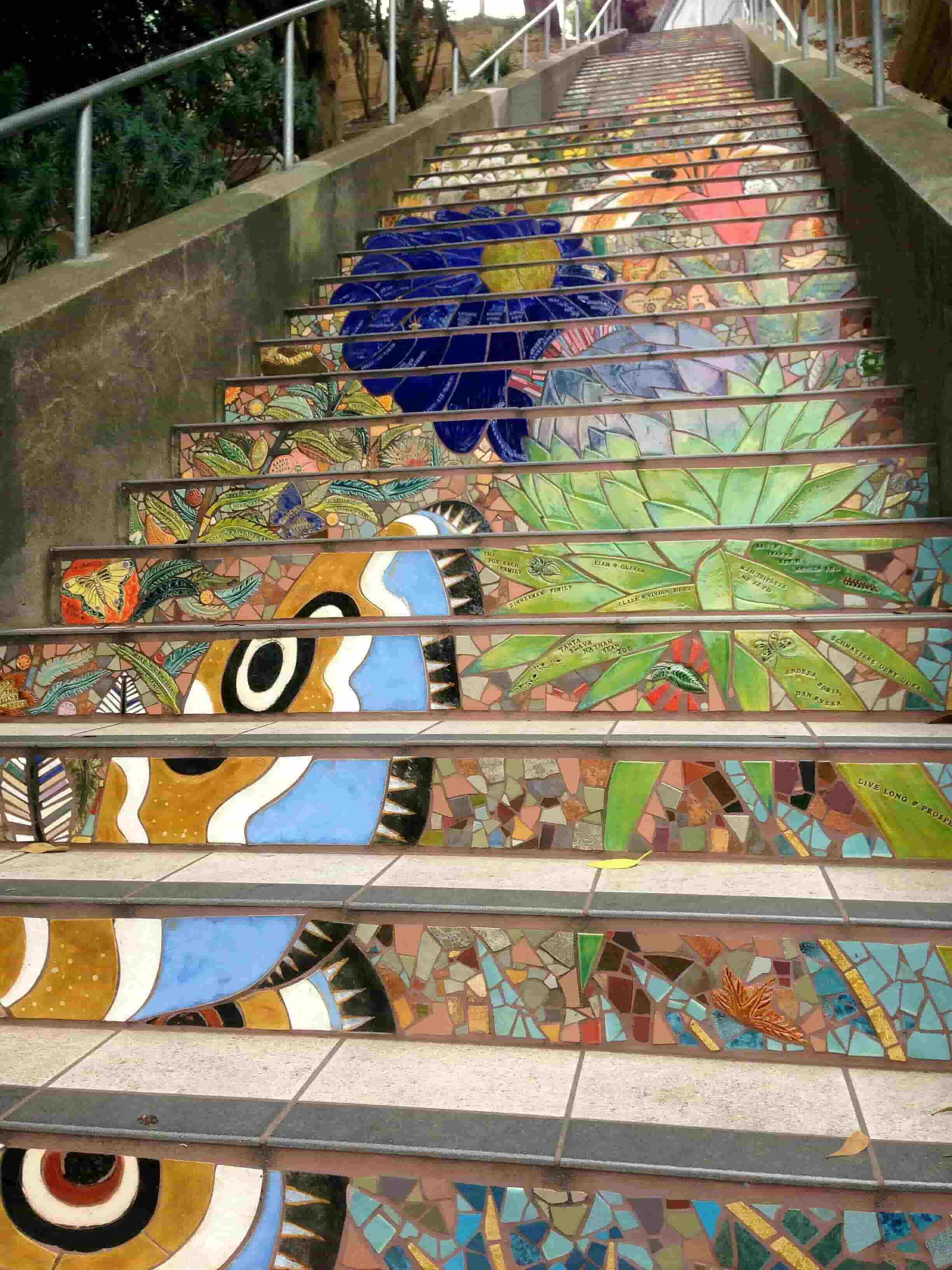 Colorful mosaic stairway in Goldengate Heights, San Francisco