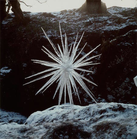 Andy Goldsworthy's ice artwork - Magical mist ice flake snow by nature artist.