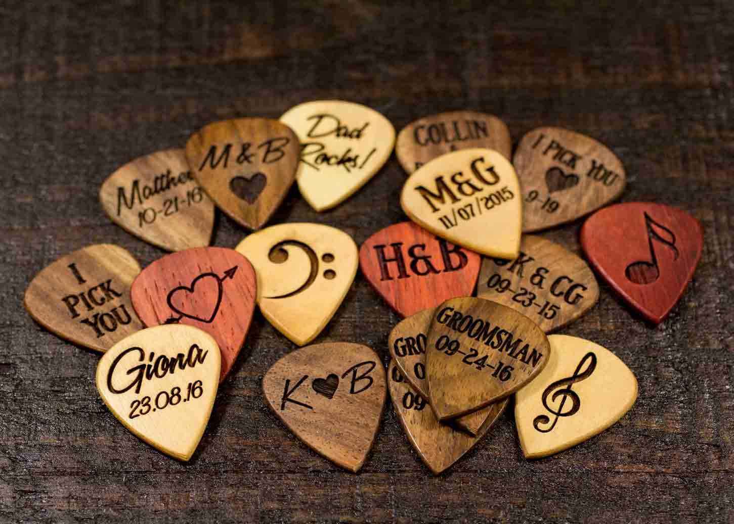 Personalized Wooden Engraved Guitar Picks 