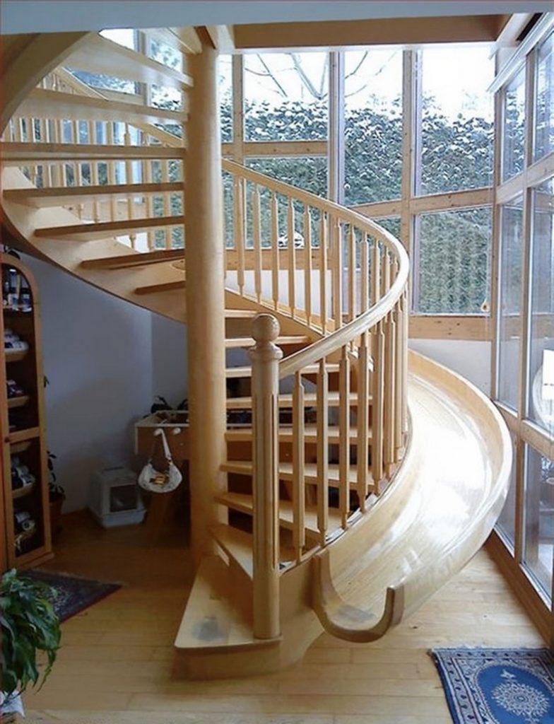 Staircase with a slide