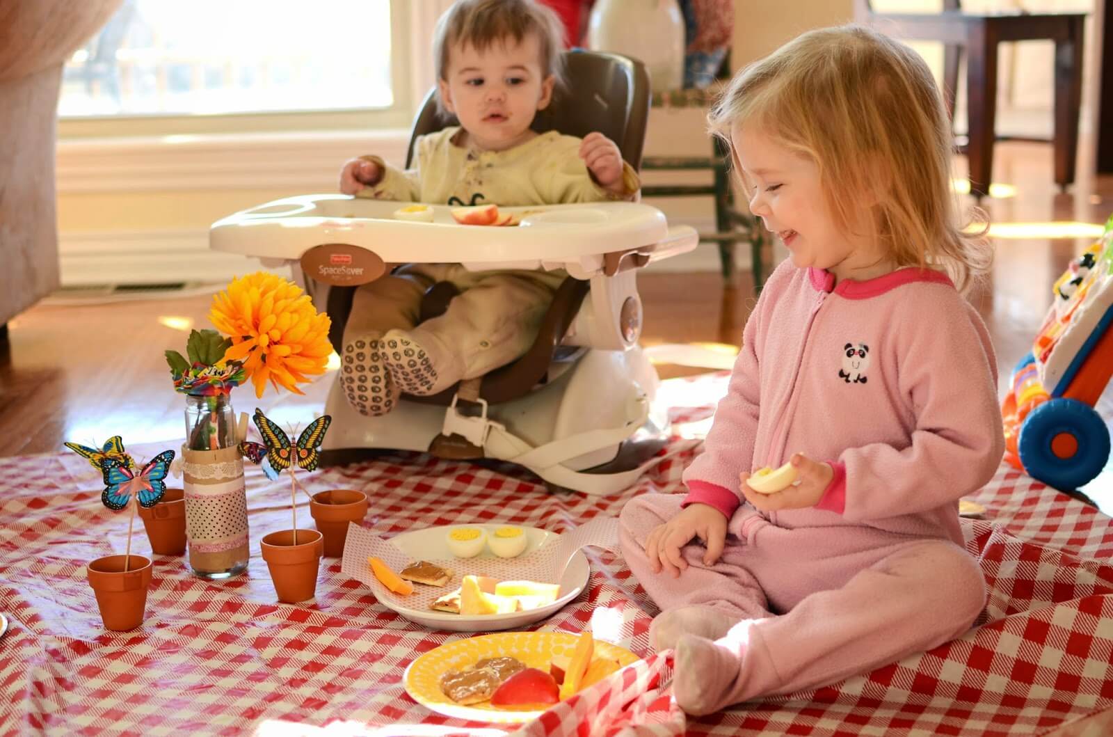 Set up an indoor picnic 