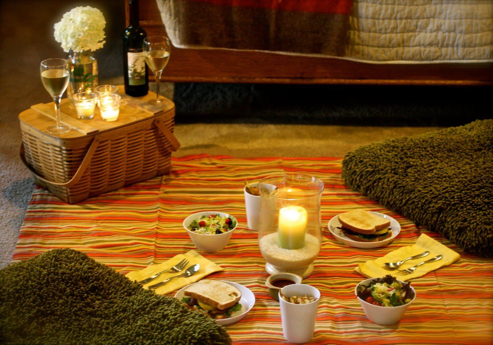 Set up an indoor picnic