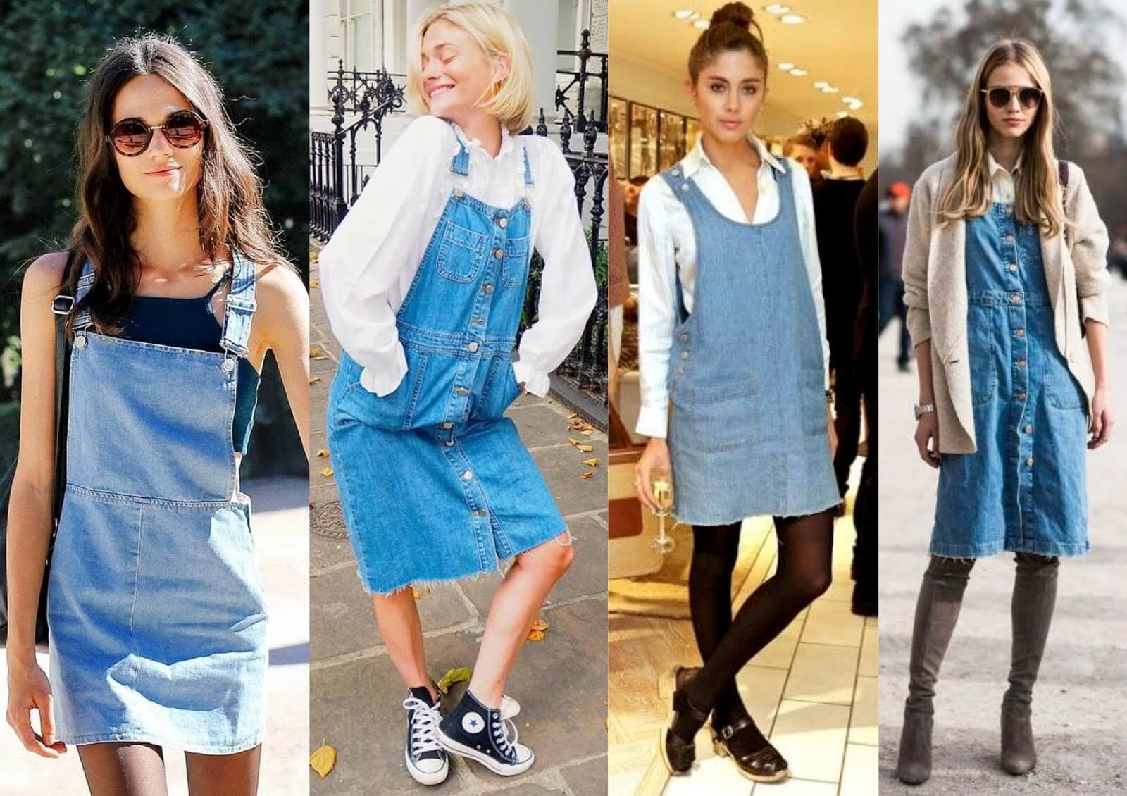 Denim pinafore denim dress