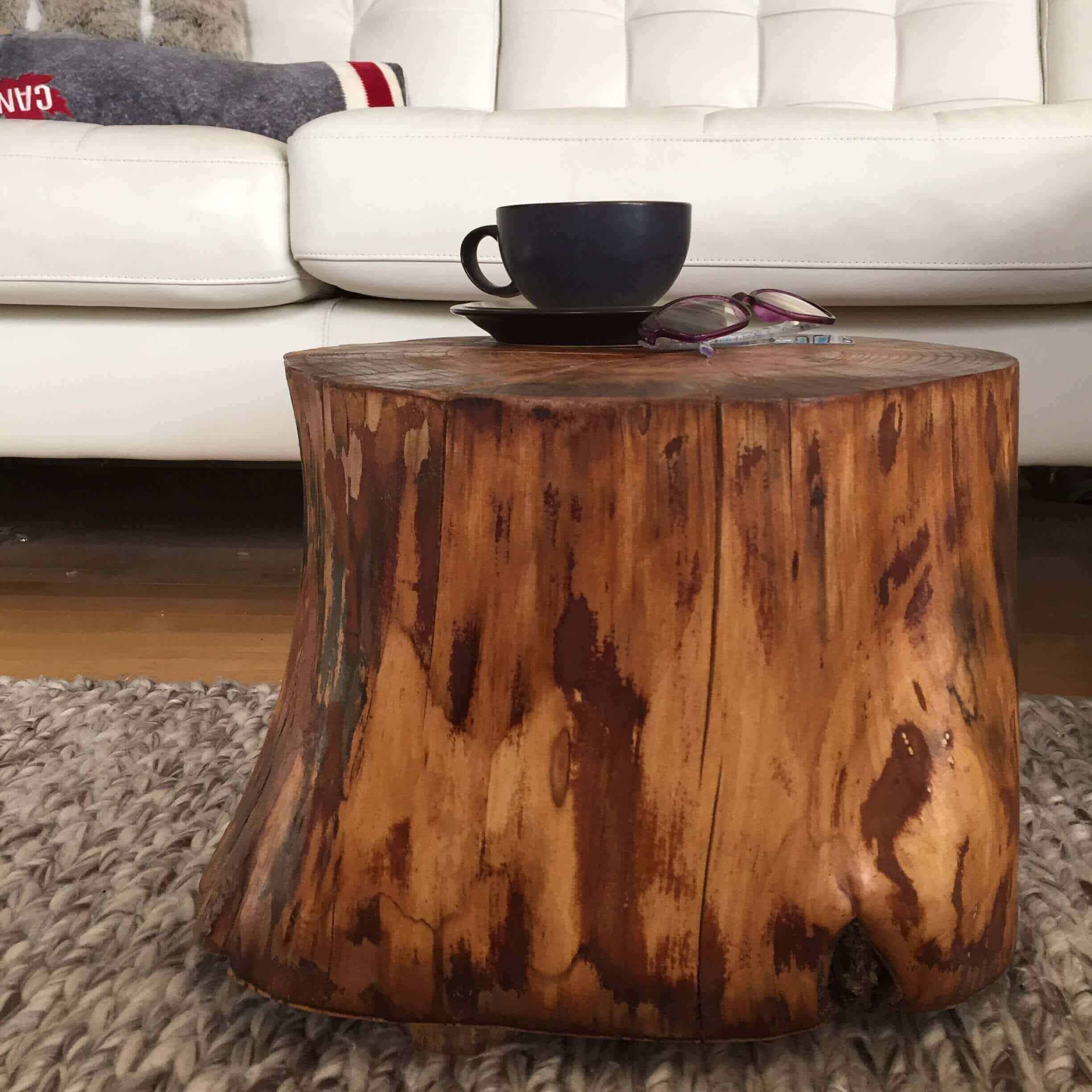 tree stump side table