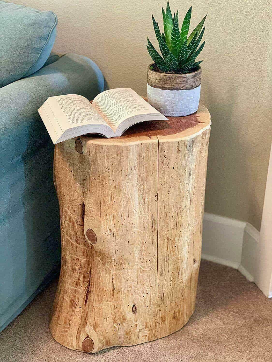 tree stump side table