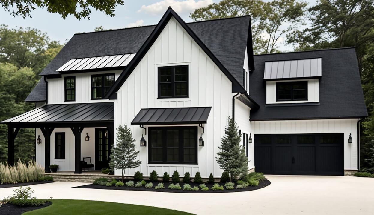 Black and white small House Modern exterior