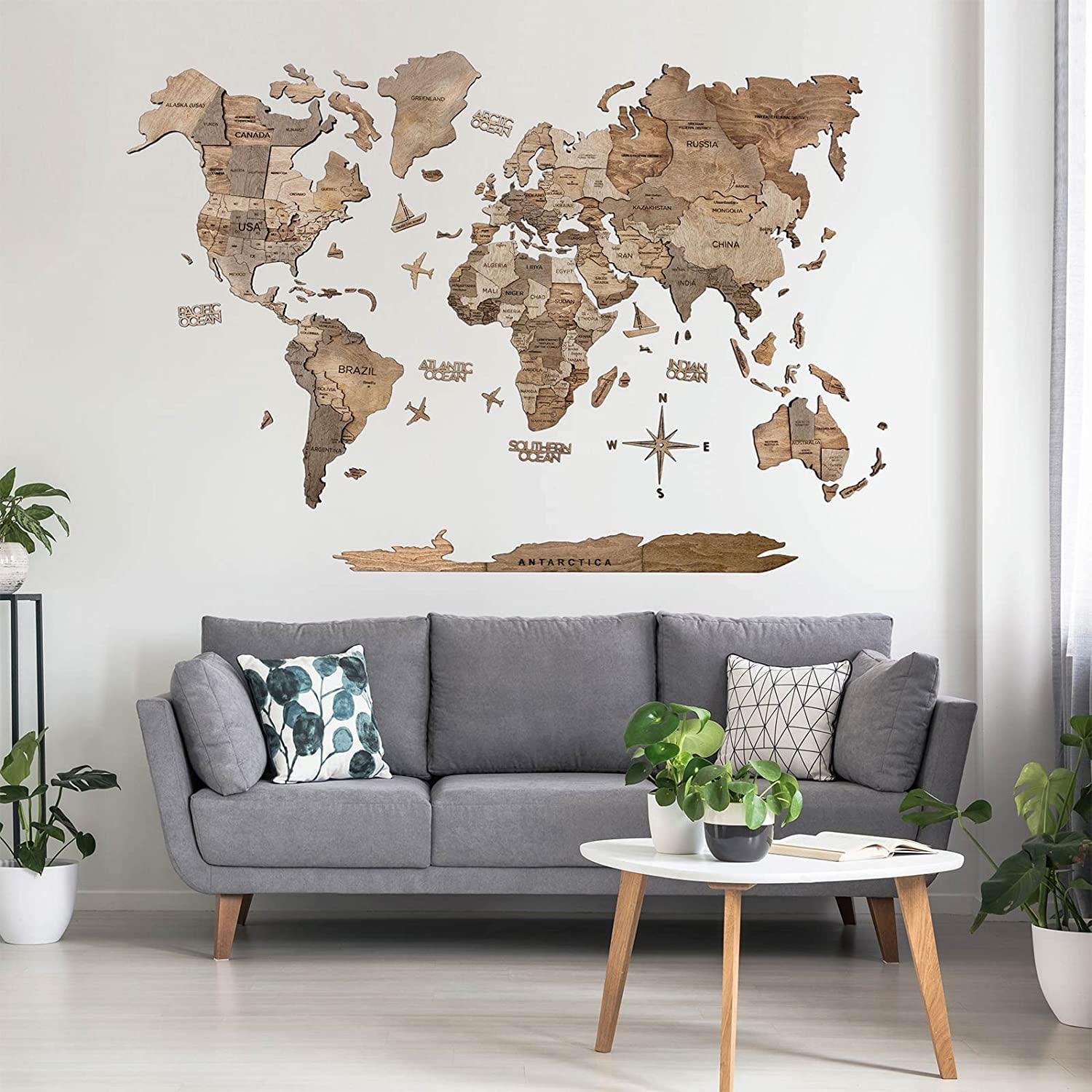 Wooden World Map 