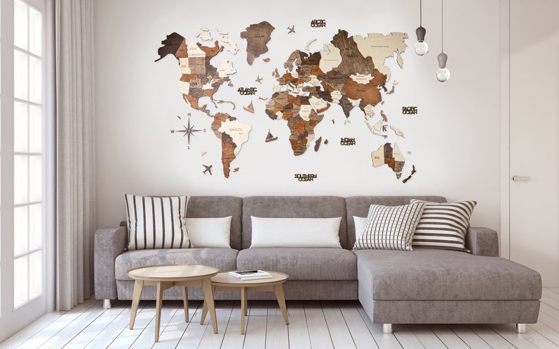 Wooden World Map 