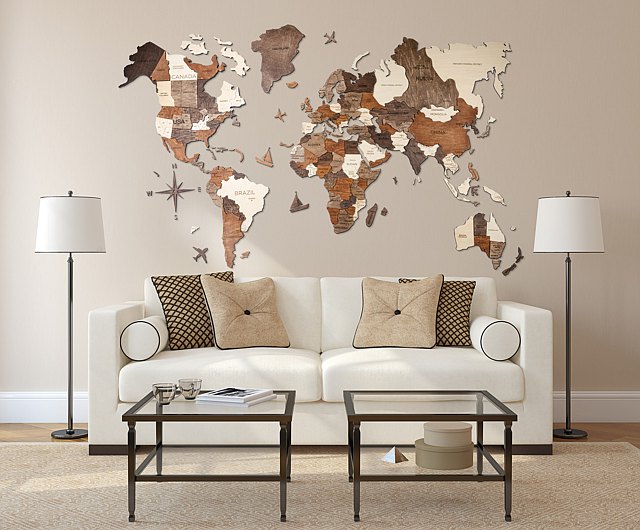 Wooden World Map 